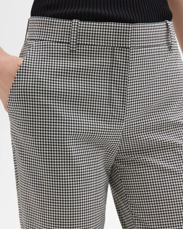 Women Pants Theory Treeca Pant In Plaid Stretch Wool Black Multi
