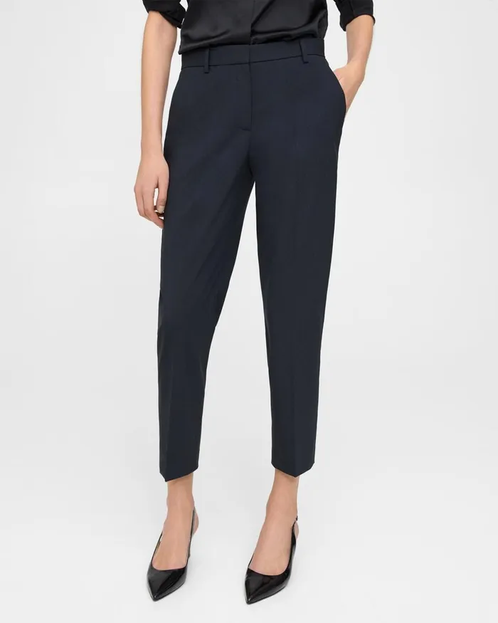 Women Pants Theory Treeca Pant In Stretch Wool Nocturne Navy