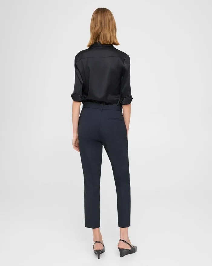 Women Pants Theory Treeca Pant In Stretch Wool Nocturne Navy