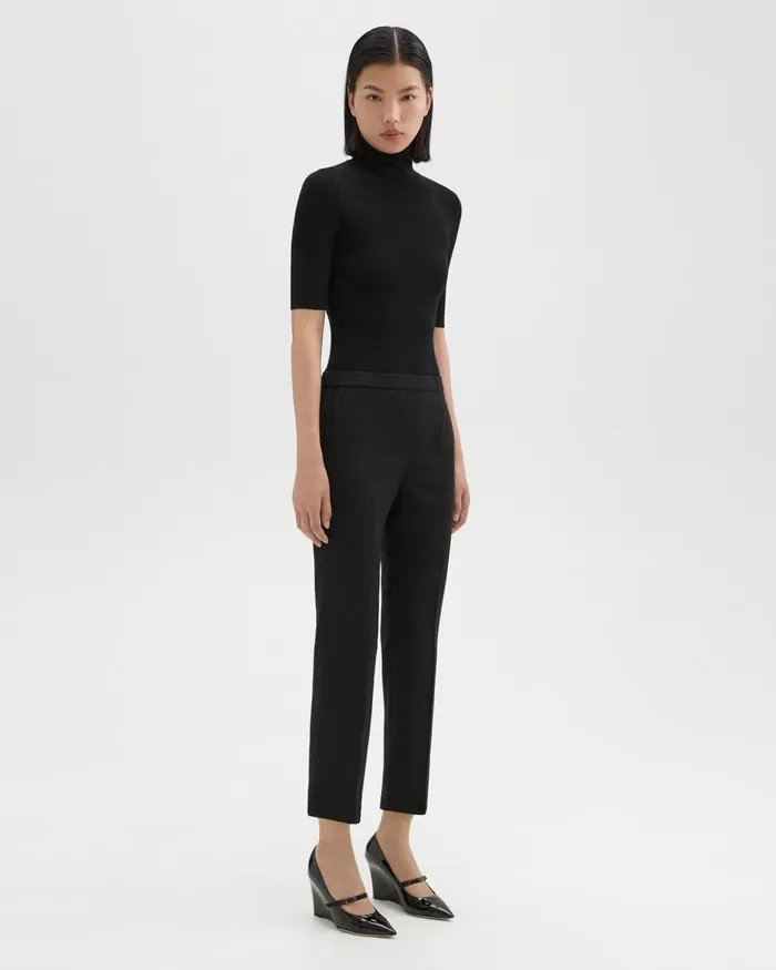 Women Pants Theory Treeca PullOn Pant In Sleek Flannel Black