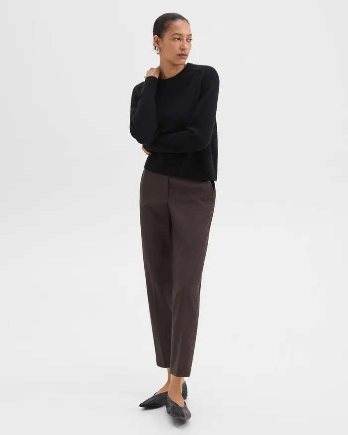 Women Pants Theory Treeca PullOn Pant In Sleek Flannel Hickory Melange