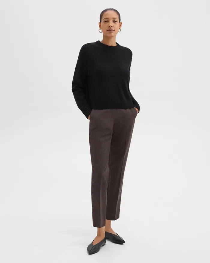 Women Pants Theory Treeca PullOn Pant In Sleek Flannel Hickory Melange