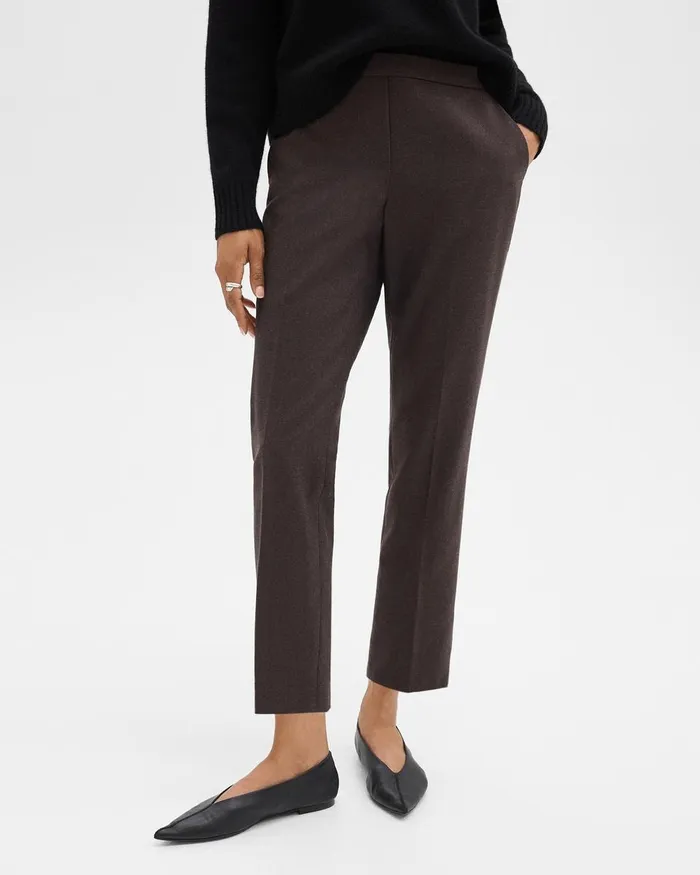 Women Pants Theory Treeca PullOn Pant In Sleek Flannel Hickory Melange