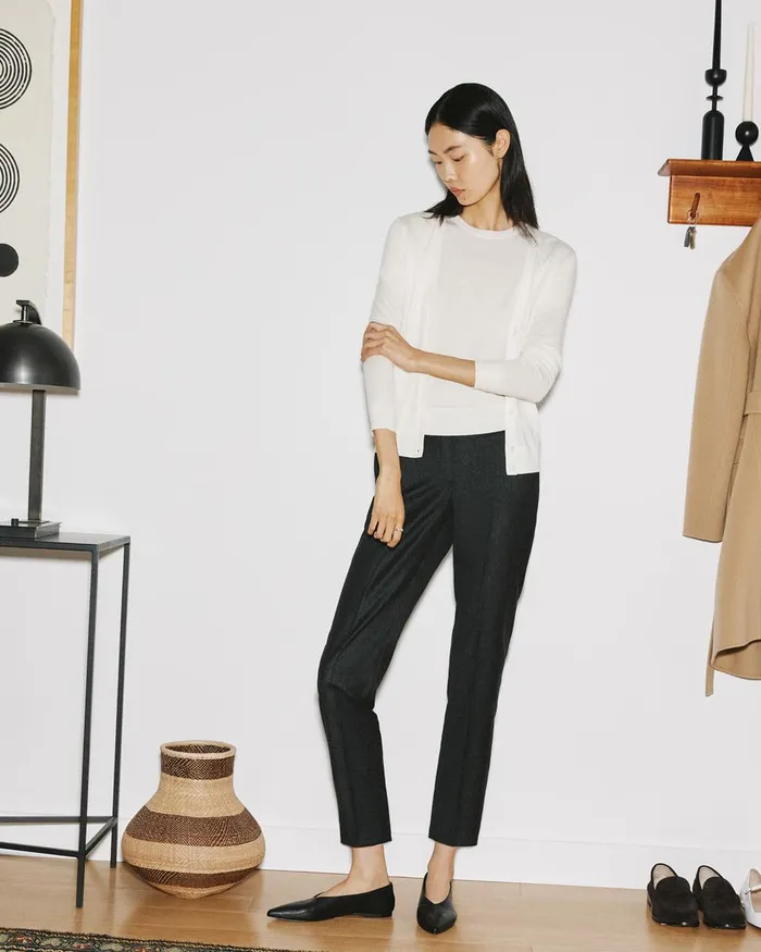 Women Pants Theory Treeca PullOn Pant In Sleek Flannel Hickory Melange