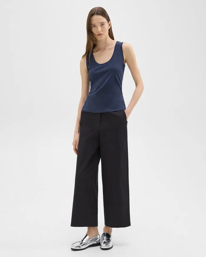 Women Pants Theory Utility Pant In Organic Cotton Nocturne Navy