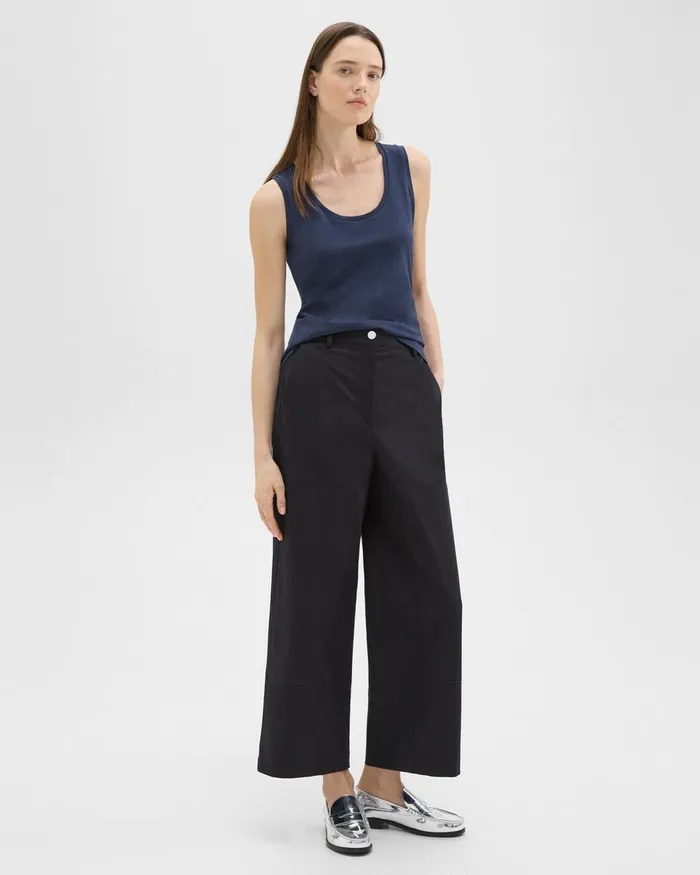 Women Pants Theory Utility Pant In Organic Cotton Nocturne Navy