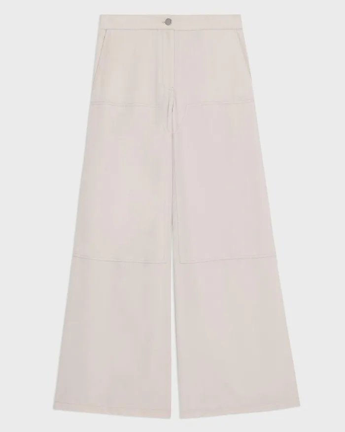 Women Pants Theory WideLeg Carpenter Pant In Fluid Twill New Sand