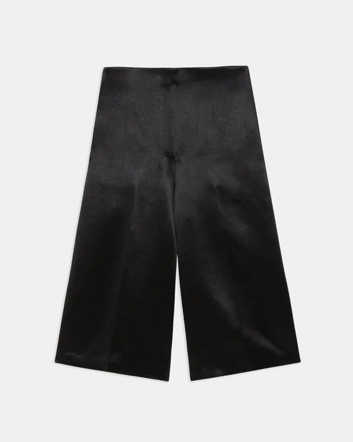 Women Pants Theory WideLeg Culotte In Bonded Satin Black