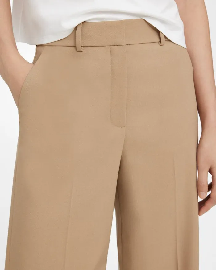 Women Pants Theory WideLeg Pant In Textured Gabardine Palomino