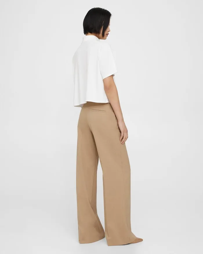 Women Pants Theory WideLeg Pant In Textured Gabardine Palomino