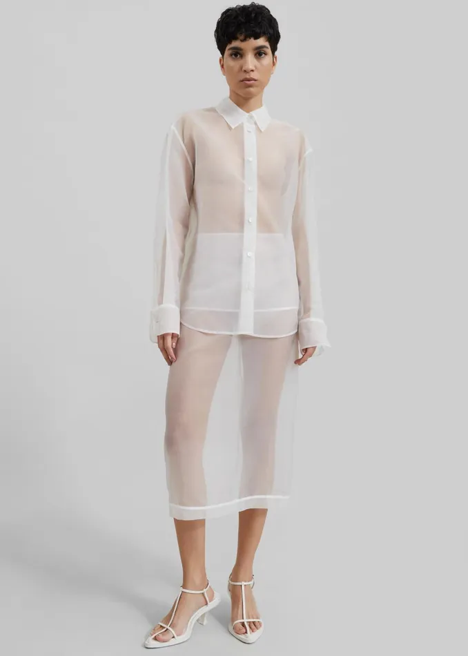 Women Peri Sheer Shirt 8211 White The Frankie Shop Tops