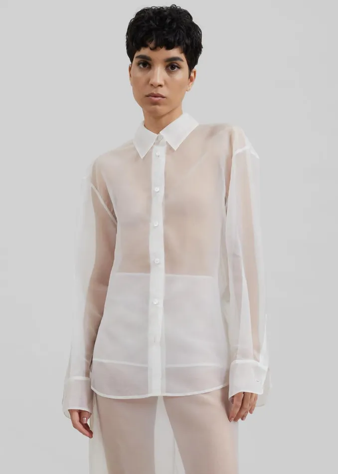 Women Peri Sheer Shirt 8211 White The Frankie Shop Tops