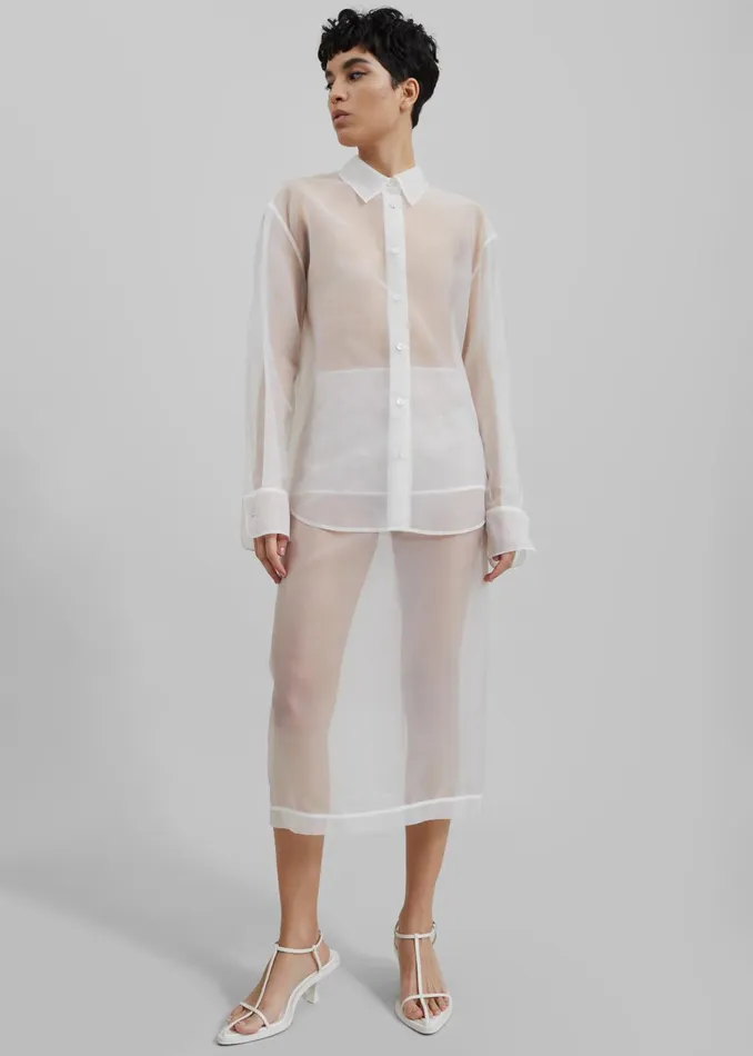 Women Peri Sheer Shirt 8211 White The Frankie Shop Tops