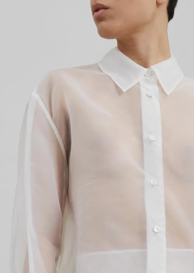 Women Peri Sheer Shirt 8211 White The Frankie Shop Tops