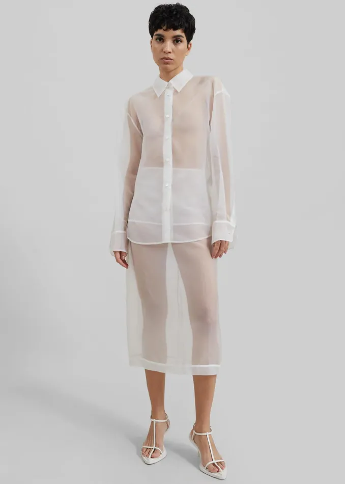 Women Peri Sheer Shirt 8211 White The Frankie Shop Tops