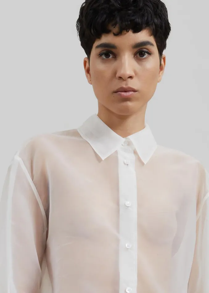 Women Peri Sheer Shirt 8211 White The Frankie Shop Tops