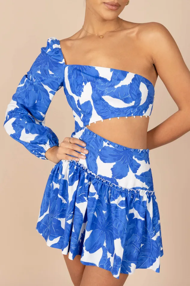 Women petalandpup Aliyah Mini Dress 8211 Blue Floral Blue Floral Dresses