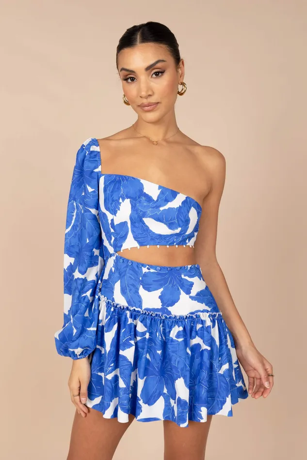 Women petalandpup Aliyah Mini Dress 8211 Blue Floral Blue Floral Dresses