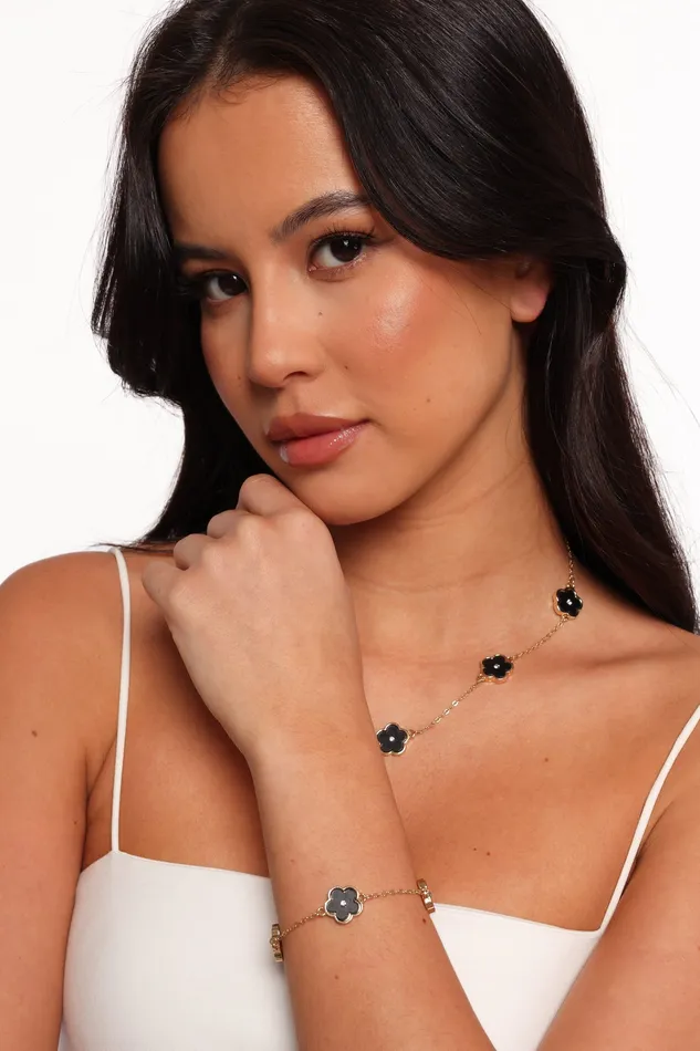 Women petalandpup Dorothea Flower NecklaceBracelet Set 8211 Gold Gold Bracelets