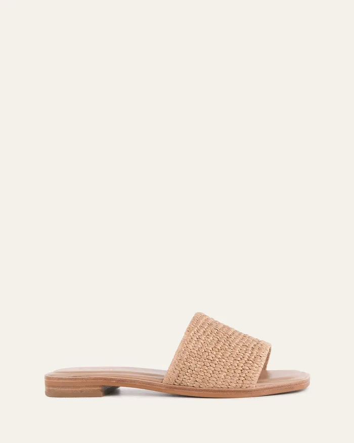 Women Picasso flat slide tan raffia FLAT SANDALS jomercer