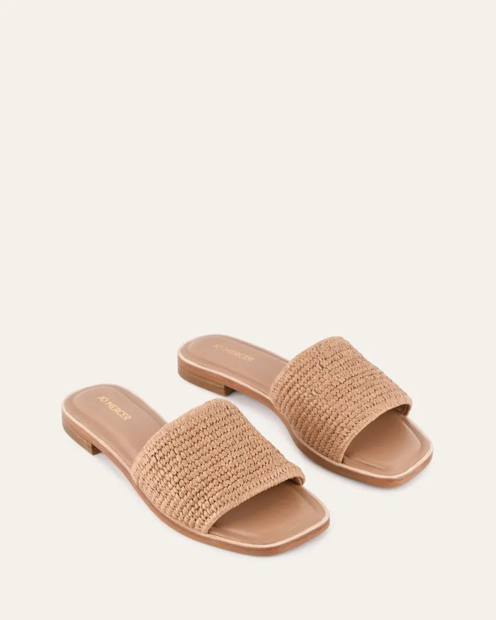 Women Picasso flat slide tan raffia FLAT SANDALS jomercer