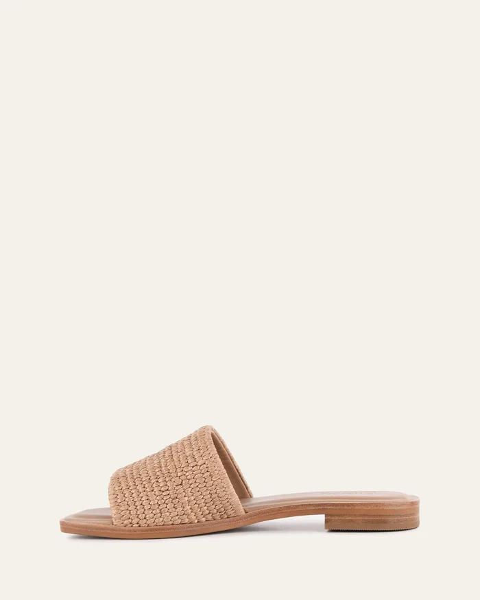 Women Picasso flat slide tan raffia FLAT SANDALS jomercer