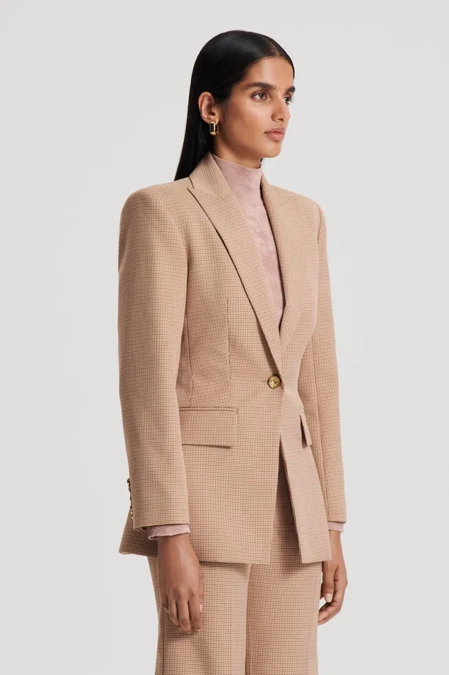 Women PLAID TAILORED JACKET CARAMEL Jackets Scanlan Theodore Women PLAID TAILORED JACKET CARAMEL Jackets Scanlan Theodore