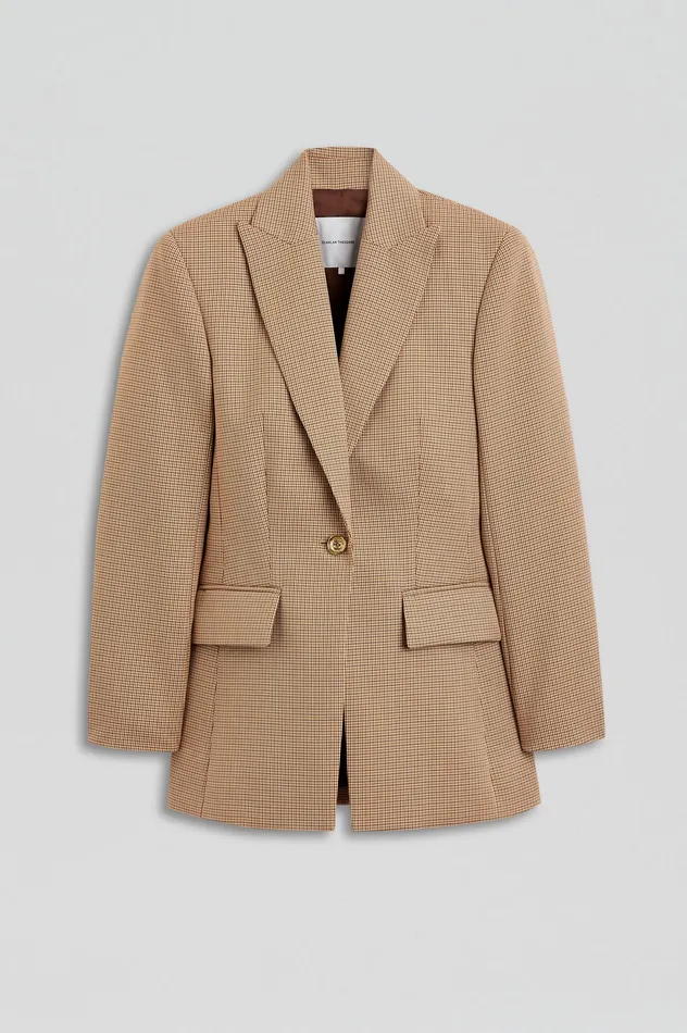 Women PLAID TAILORED JACKET CARAMEL Jackets Scanlan Theodore Women PLAID TAILORED JACKET CARAMEL Jackets Scanlan Theodore