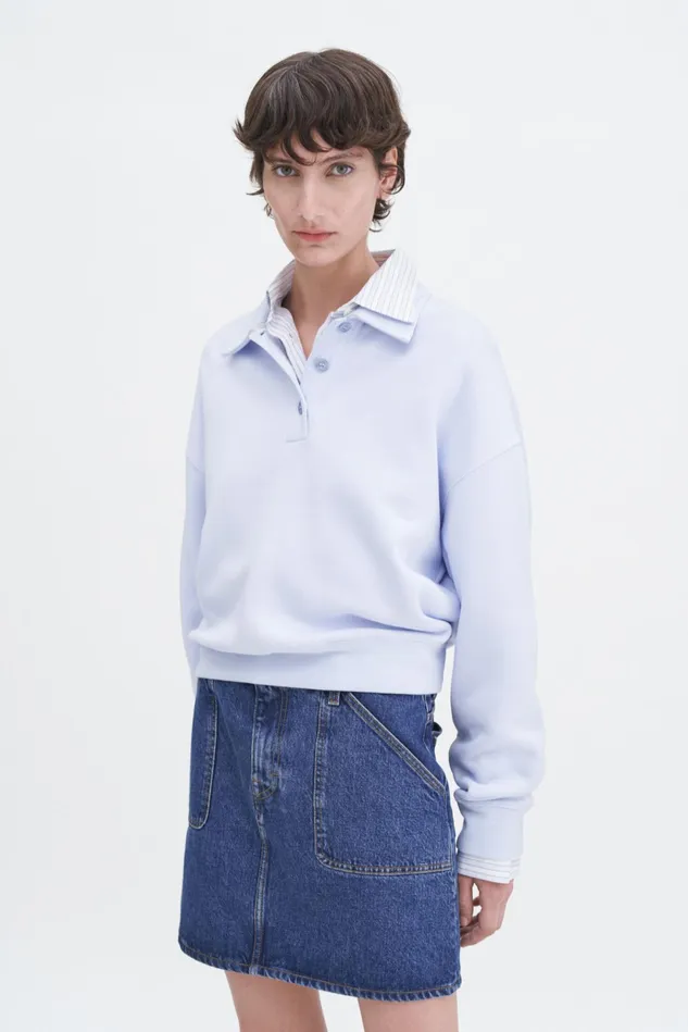 Women Polo Sweatshirt Mist Blue Filippa K Tops