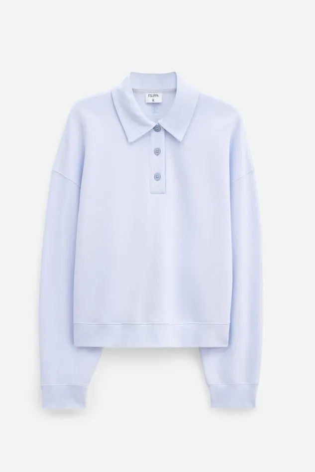 Women Polo Sweatshirt Mist Blue Filippa K Tops