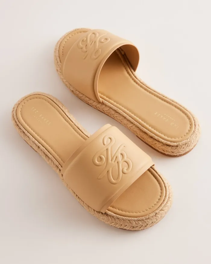 Women PORTIYA 8211 Leather Espadrille Flatform Slider Sandals Beige Ted Baker Sandals and Sliders Women PORTIYA 8211 Leather Espadrille Flatform Slider Sandals Beige Ted Baker Sandals and Sliders