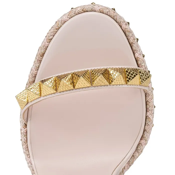 Women Pyraclou 110 Mm Espadrilles 8211 Patent Calf Leather 8211 Leche Christian Louboutin Platforms