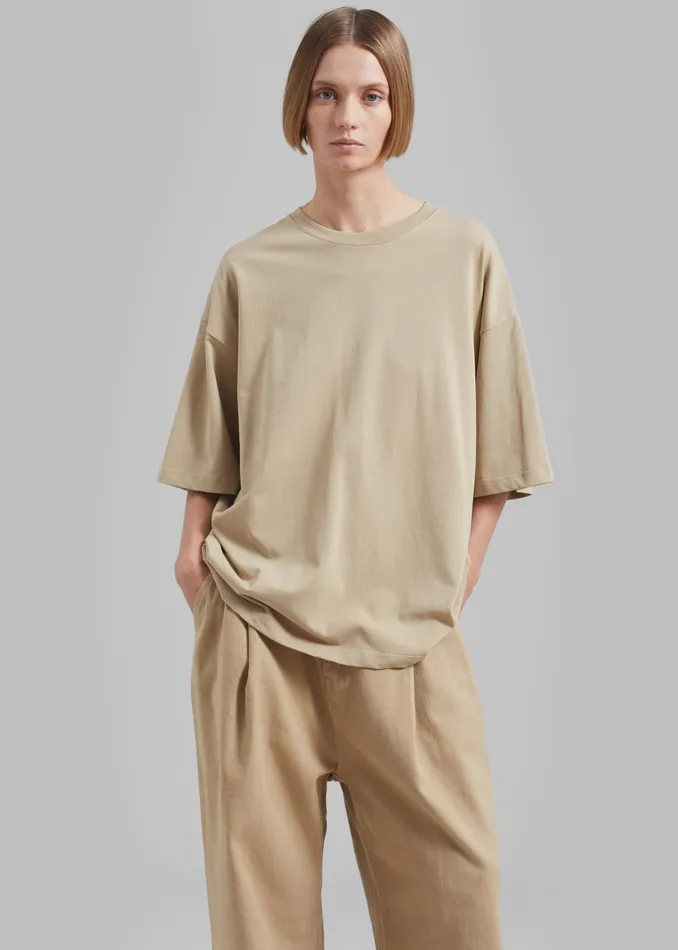 Women Quinn Cotton TShirt 8211 Beige The Frankie Shop Tops