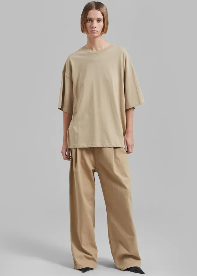 Women Quinn Cotton TShirt 8211 Beige The Frankie Shop Tops