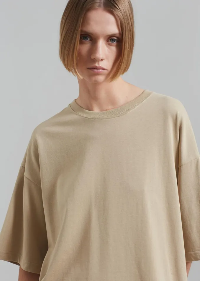 Women Quinn Cotton TShirt 8211 Beige The Frankie Shop Tops