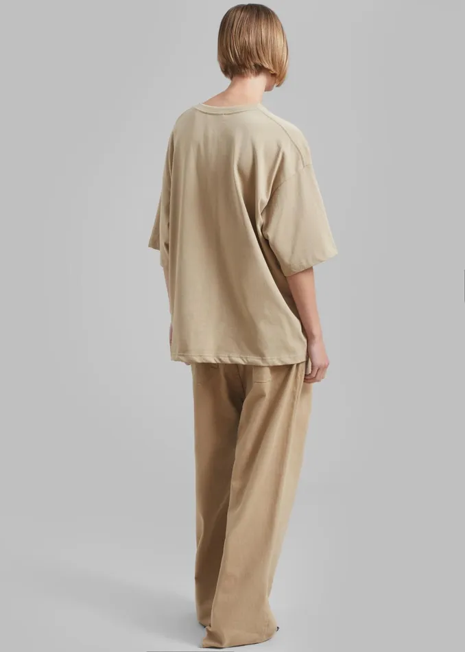 Women Quinn Cotton TShirt 8211 Beige The Frankie Shop Tops