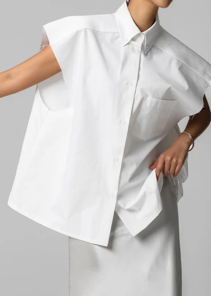 Women Rae Sleeveless Button Down Shirt 8211 White The Frankie Shop Tops