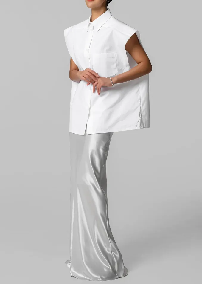 Women Rae Sleeveless Button Down Shirt 8211 White The Frankie Shop Tops