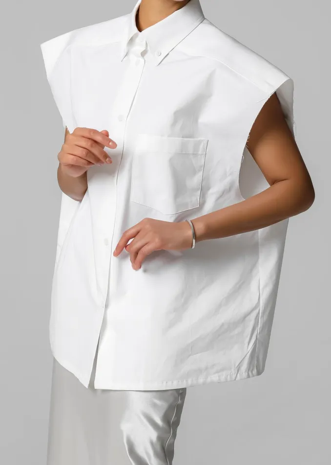 Women Rae Sleeveless Button Down Shirt 8211 White The Frankie Shop Tops