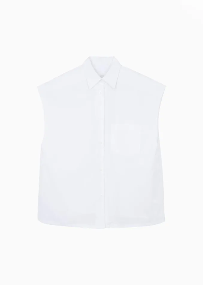 Women Rae Sleeveless Button Down Shirt 8211 White The Frankie Shop Tops