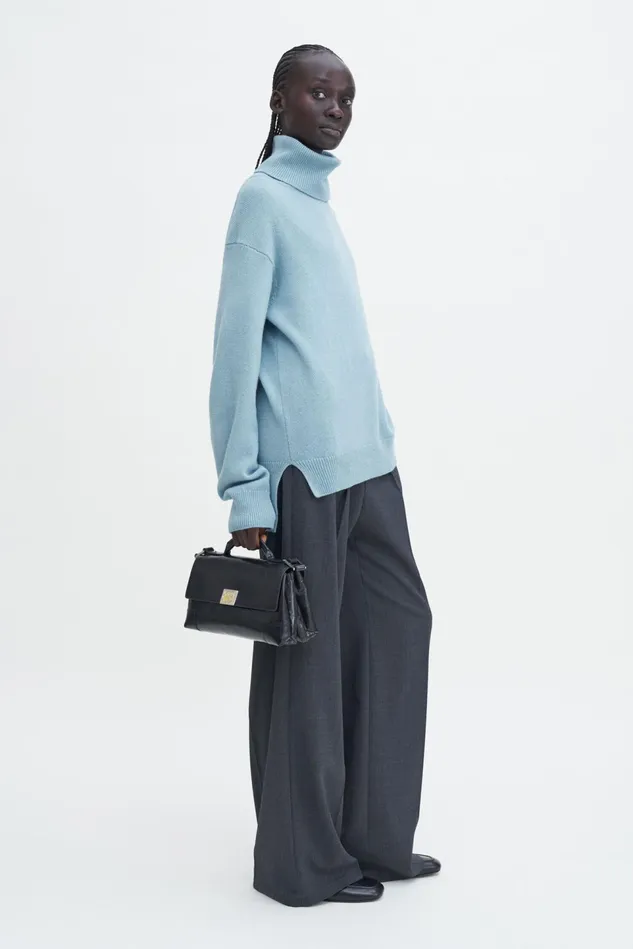 Women Relaxed Turtleneck Sweater Teal Blue Filippa K Knitwear