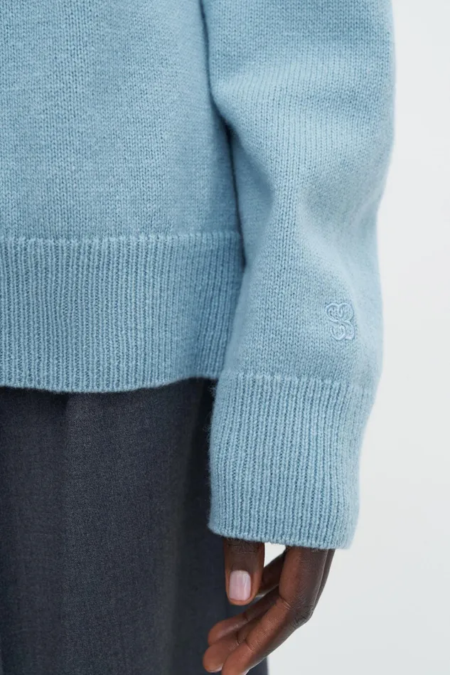 Women Relaxed Turtleneck Sweater Teal Blue Filippa K Knitwear
