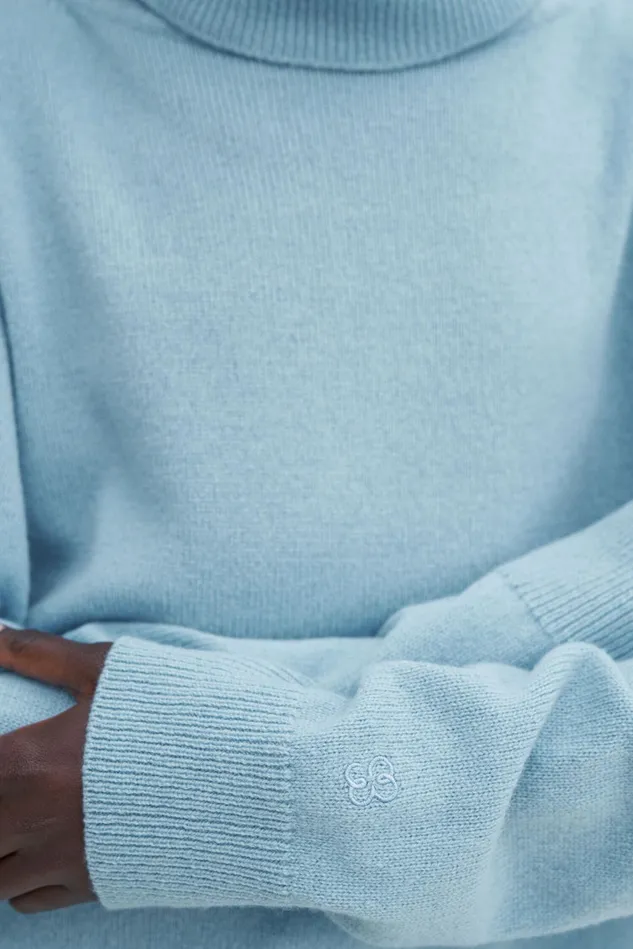 Women Relaxed Turtleneck Sweater Teal Blue Filippa K Knitwear