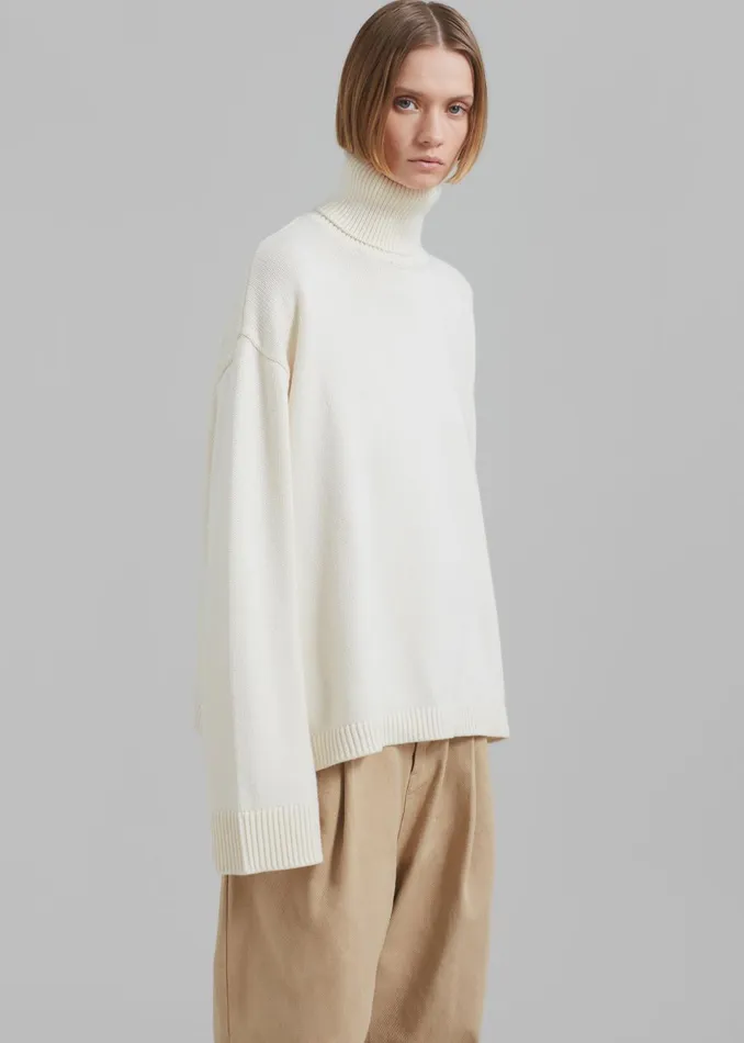 Women Rhea Trapeze Turtleneck 8211 Ivory The Frankie Shop Knitwear