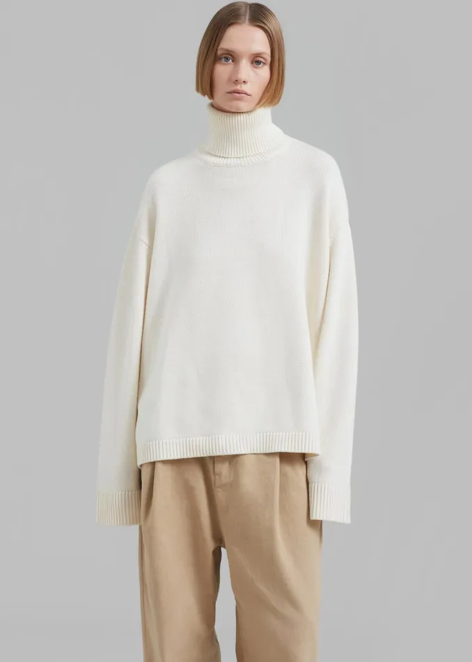 Women Rhea Trapeze Turtleneck 8211 Ivory The Frankie Shop Knitwear