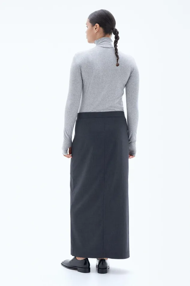 Women Rib Mock Neck Top Light Grey Melange Filippa K Tops