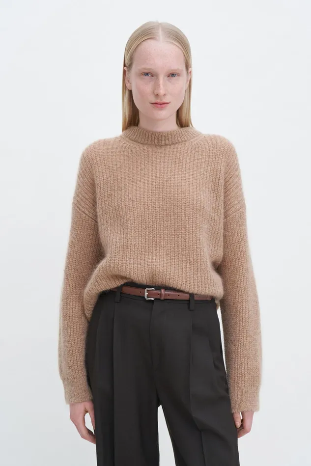 Women Ribbed Mohair Sweater Camel Filippa K Knitwear