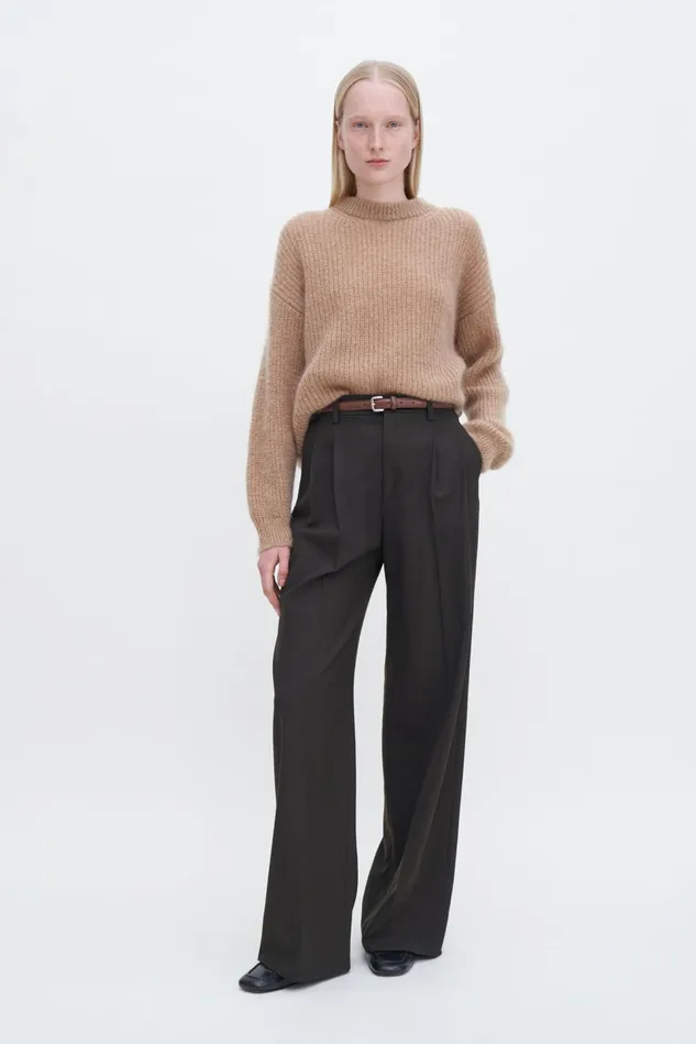 Women Ribbed Mohair Sweater Camel Filippa K Knitwear
