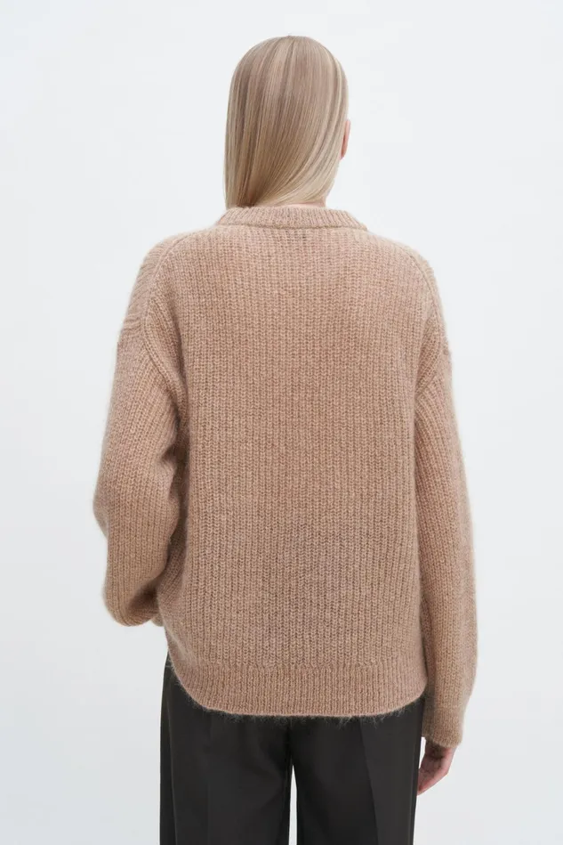 Women Ribbed Mohair Sweater Camel Filippa K Knitwear