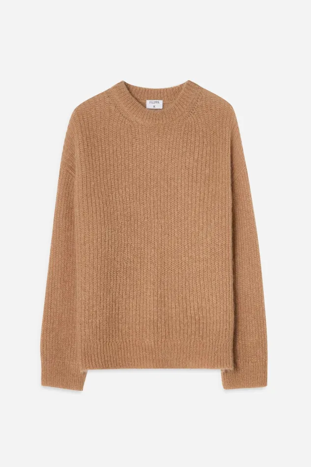 Women Ribbed Mohair Sweater Camel Filippa K Knitwear